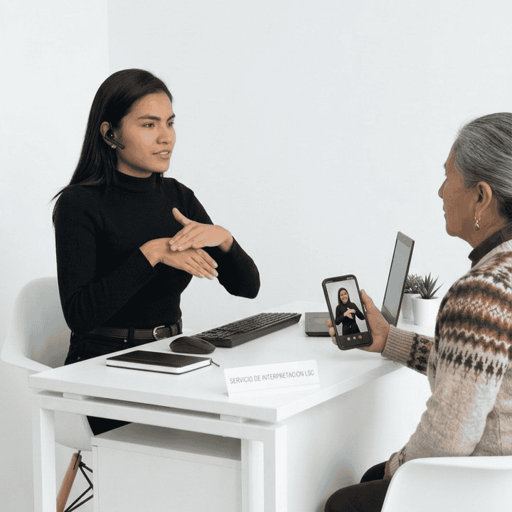 Servicio de interpretación en Lengua de Señas Colombiana para atención a usuarios.